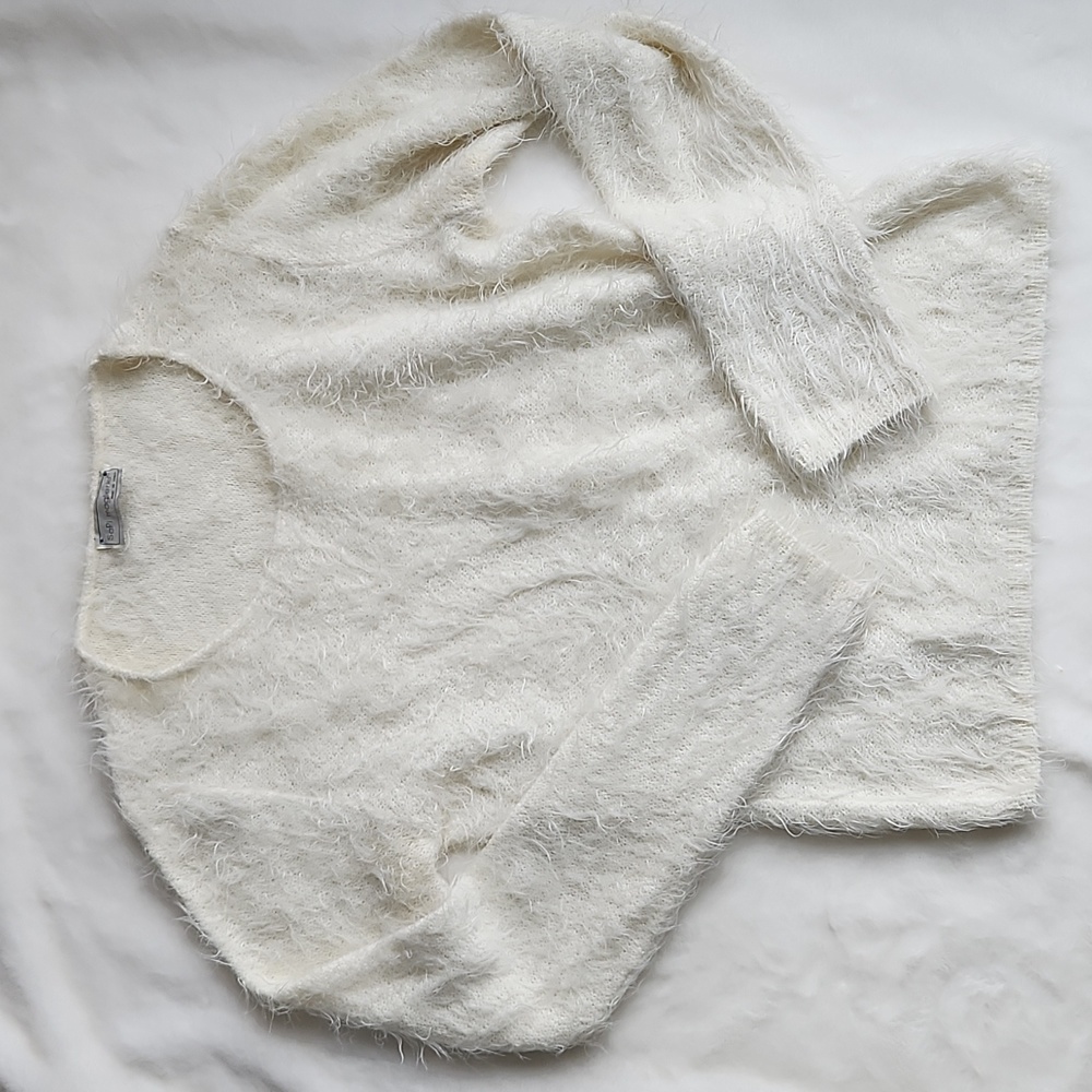 Sapi maglierie vintage white fuzzy soft sweater